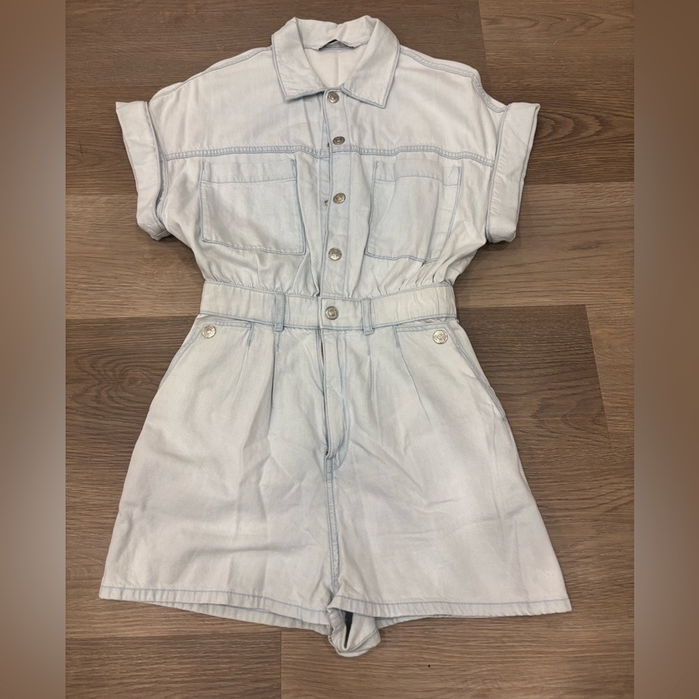 Zara Light Blue‎ Denim Romper
